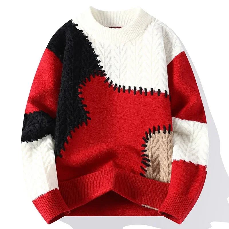 Julian - Strickpullover Patchwork Pullover